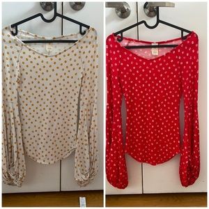 Free People Set of 2 Blouson Sleeve Tops